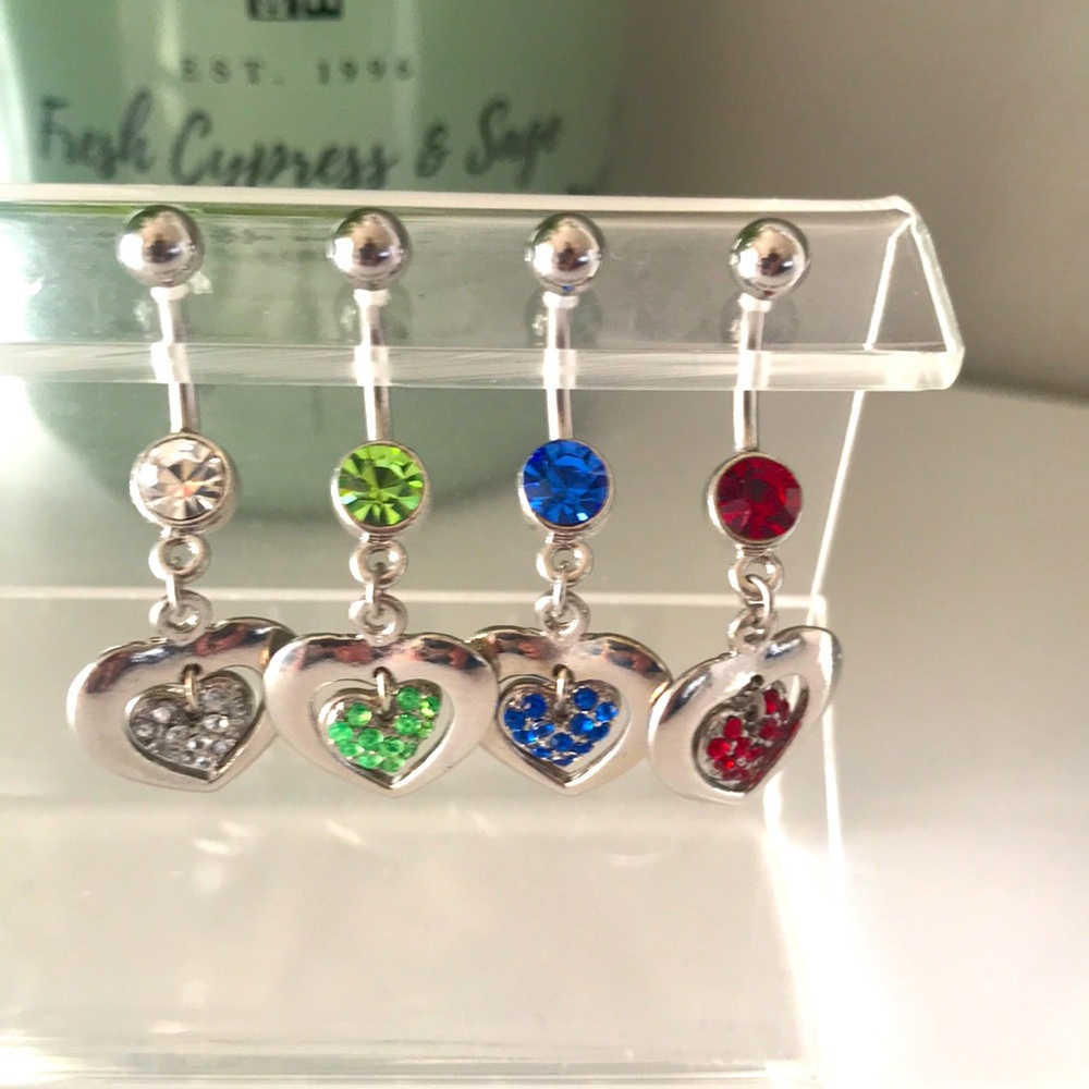 4pcs Hearts belly button navel rings